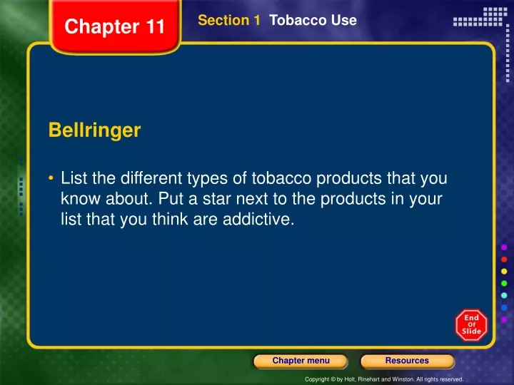 section 1 tobacco use