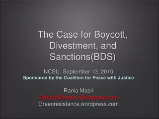 The Case for Boycott, Divestment, and Sanctions(BDS)