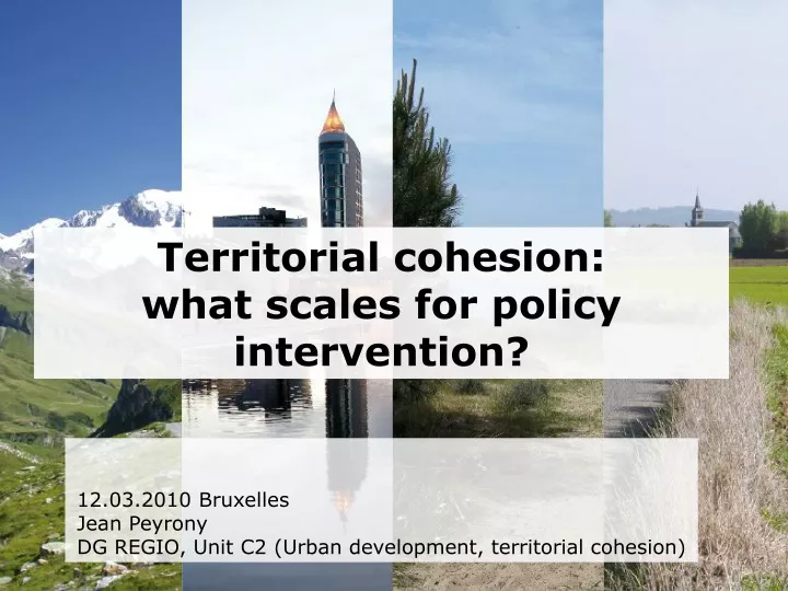 territorial cohesion what scales for policy intervention