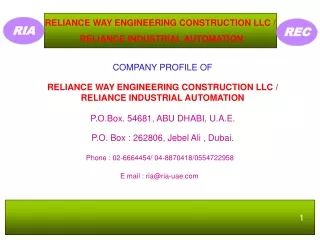 RELIANCE WAY ENGINEERING CONSTRUCTION LLC /  RELIANCE INDUSTRIAL AUTOMATION