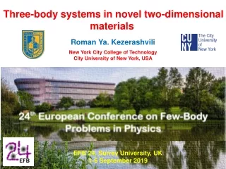 Three-body systems in novel two-dimensional materials