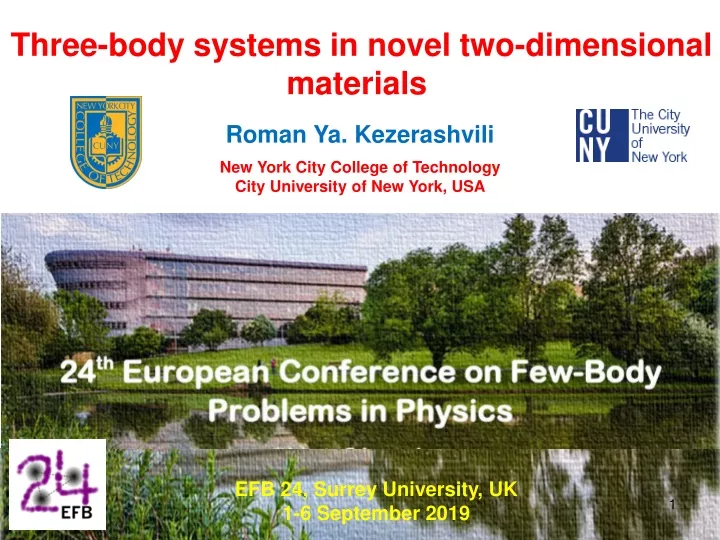 three body systems in novel two dimensional materials
