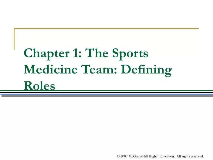 chapter 1 the sports medicine team defining roles