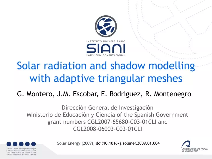 solar radiation and shadow modelling with