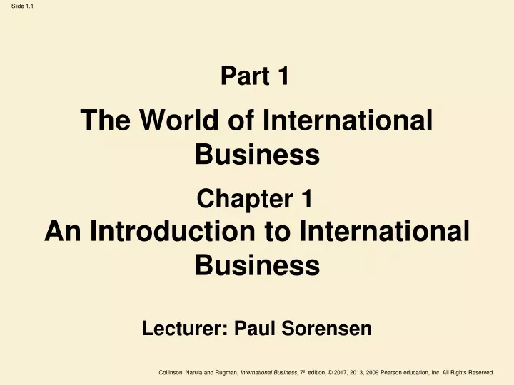 an introduction to international business lecturer paul sorensen