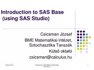 Introduction to SAS Base  (using SAS Studio)