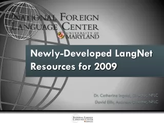 Newly-Developed LangNet Resources for 2009