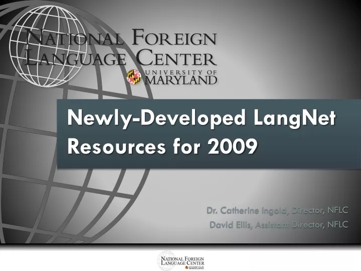 newly developed langnet resources for 2009