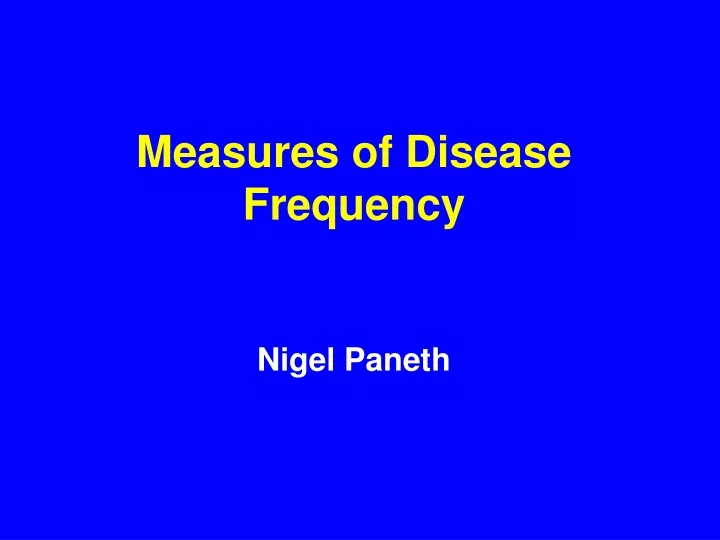 measures of disease frequency