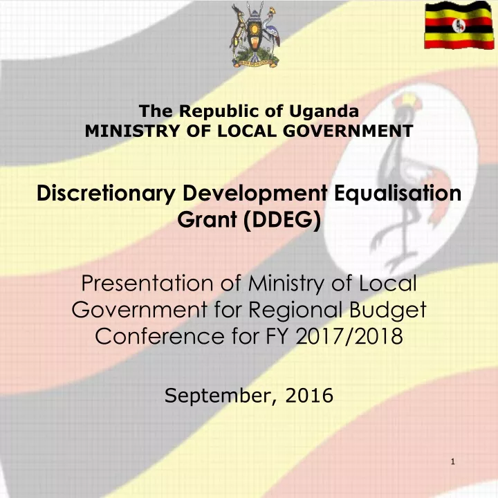 the republic of uganda ministry of local government