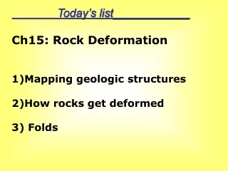 Today’s list____________ Ch15: Rock Deformation Mapping geologic structures