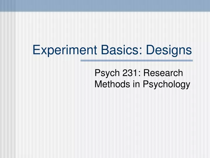 experiment basics designs