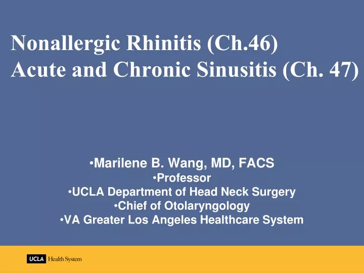 nonallergic rhinitis ch 46 acute and chronic sinusitis ch 47