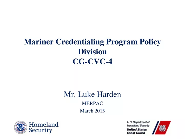 mariner credentialing program policy division cg cvc 4