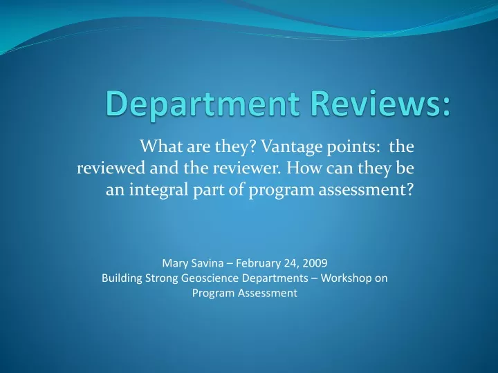 department reviews