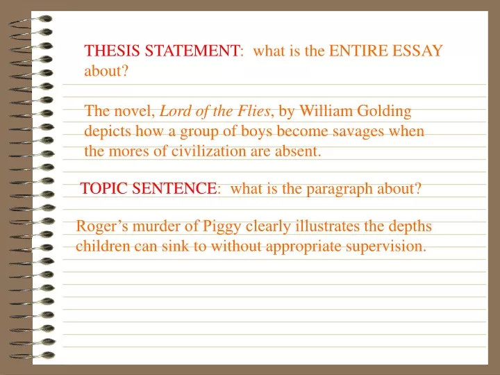 thesis statement what is the entire essay about