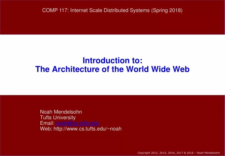 introduction to the architecture of the world wide web