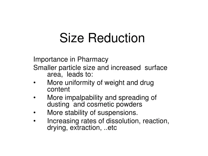 size reduction