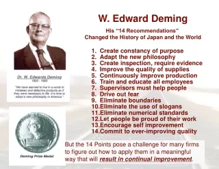 W. Edward Deming His “14 Recommendations”  Changed the History of Japan and the World
