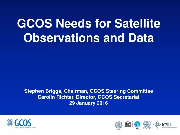 gcos needs for satellite observations and data