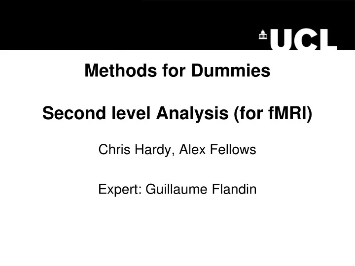 methods for dummies second level analysis for fmri