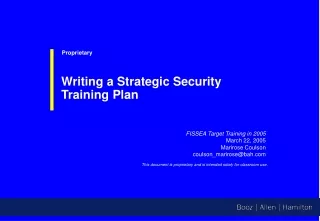 FISSEA Target Training in 2005 March 22, 2005 Marirose Coulson coulson_marirose@bah