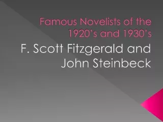 Famous Novelists of the 1920’s and 1930’s