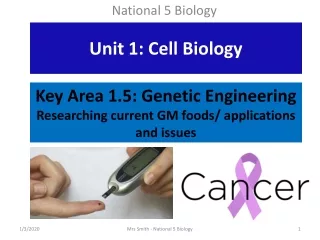 Key Area 1.5: Genetic Engineering Researching current GM foods/ applications and issues