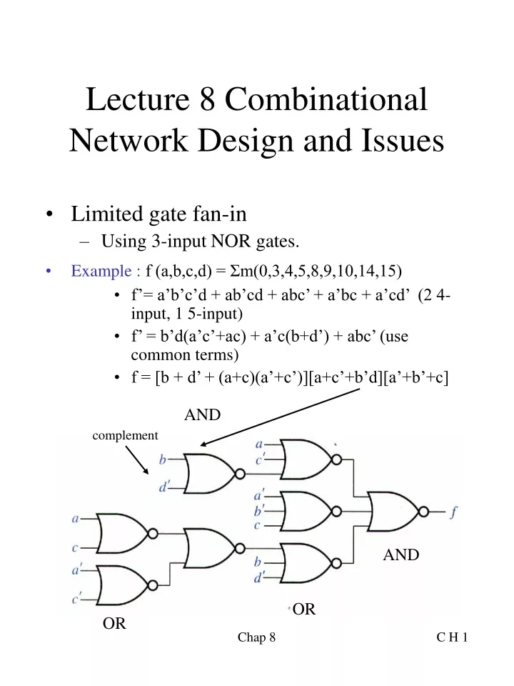 lecture 8 combinational network design and issues