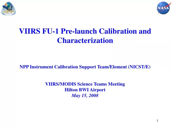 viirs fu 1 pre launch calibration