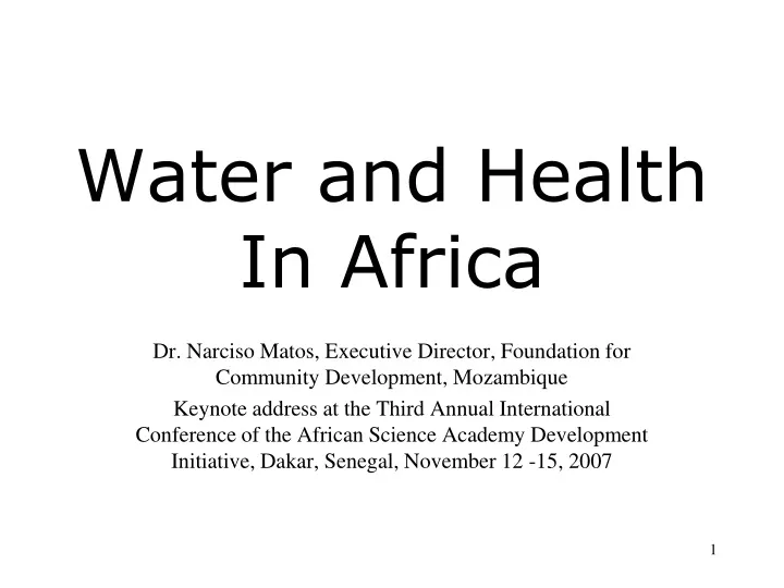 water and health in africa