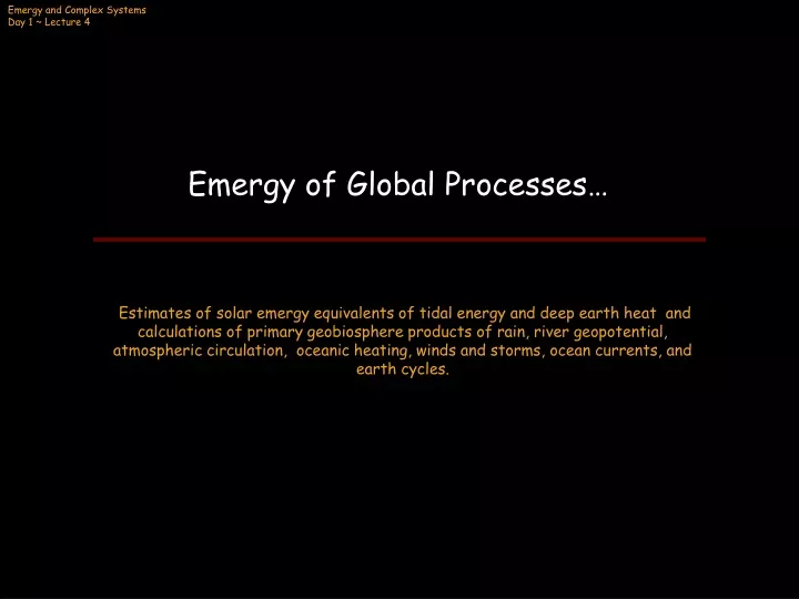 emergy of global processes
