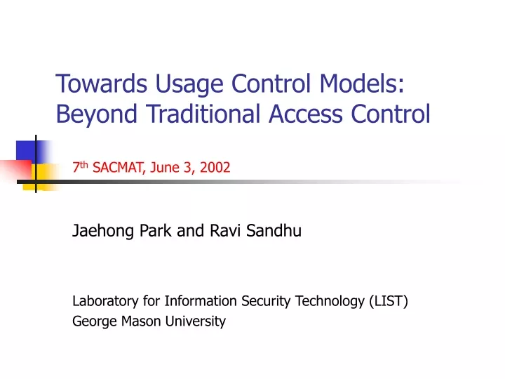 towards usage control models beyond traditional access control