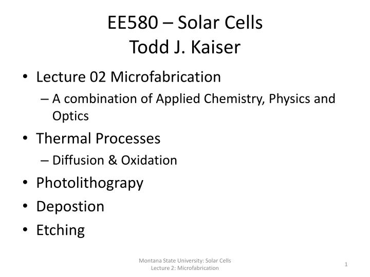 ee580 solar cells todd j kaiser