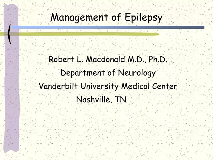 management of epilepsy
