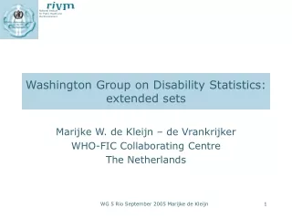 Washington Group on Disability Statistics:  extended sets