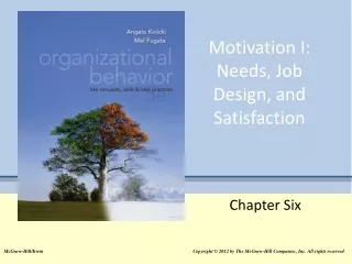 Motivation I: Needs, Job Design, and Satisfaction