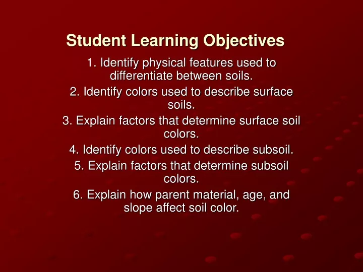 student learning objectives