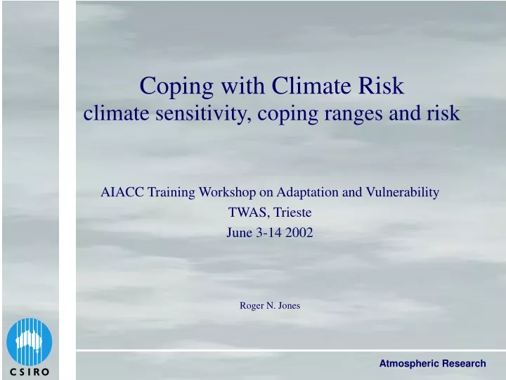 coping with climate risk climate sensitivity coping ranges and risk