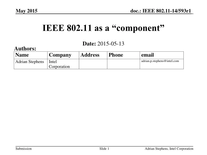 ieee 802 11 as a component