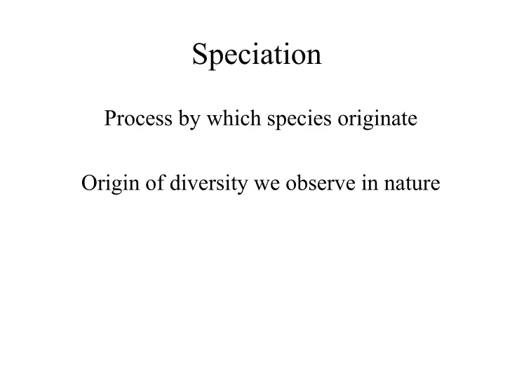 speciation