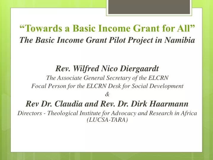 towards a basic income grant for all the basic
