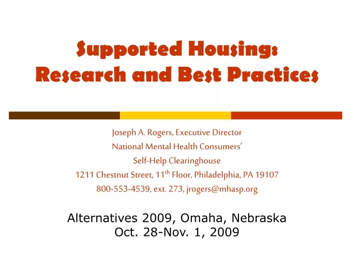 supported housing research and best practices