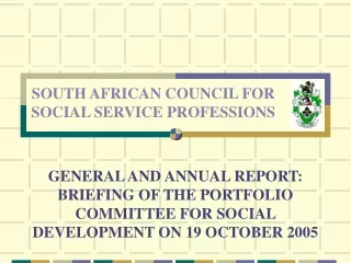 SOUTH AFRICAN COUNCIL FOR SOCIAL SERVICE PROFESSIONS