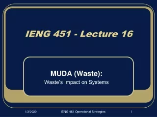 IENG 451 - Lecture 16