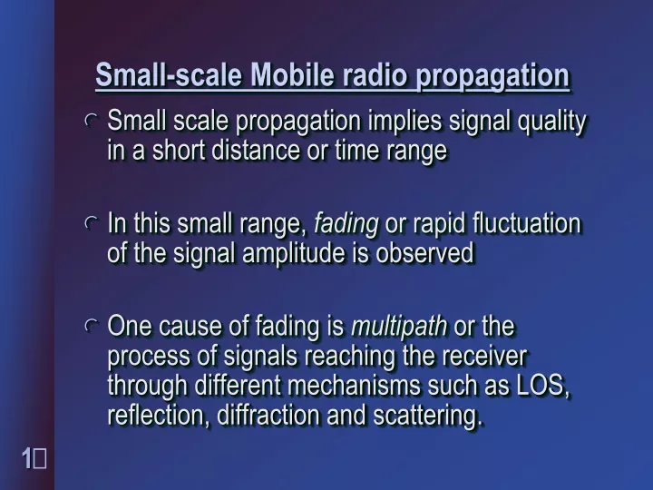 small scale mobile radio propagation