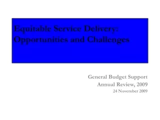Equitable Service Delivery: Opportunities and Challenges