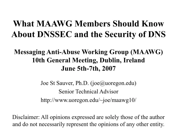 what maawg members should know about dnssec