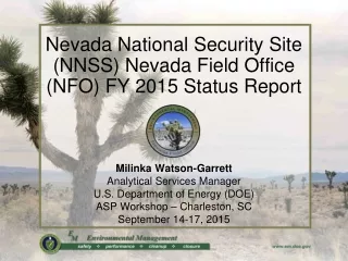 Nevada National Security Site (NNSS) Nevada Field Office (NFO) FY 2015 Status Report