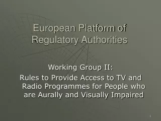 European Platform of  Regulatory Authorities